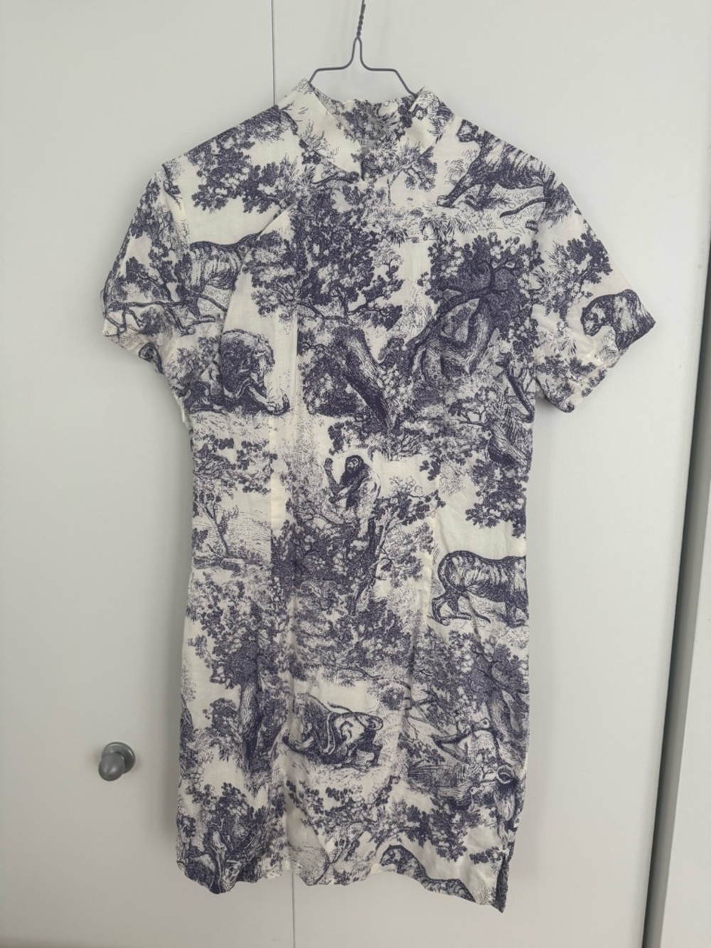 Chinese modern Qipao dress Short-Sleeve Printed